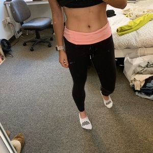 Lululemon legging with pink fold over/drawstring